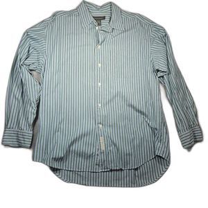 Banana Republic Shirt Men's Size Large Green/Blue & White Long Sleeve Button Up